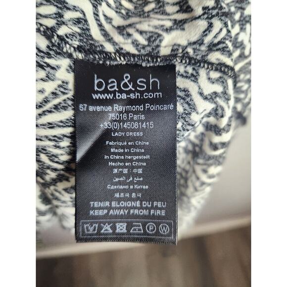 BA&SH Lia printed pleated crepe mini dress sz 8 3/4 sleeve beachy festival boho - Picture 7 of 12